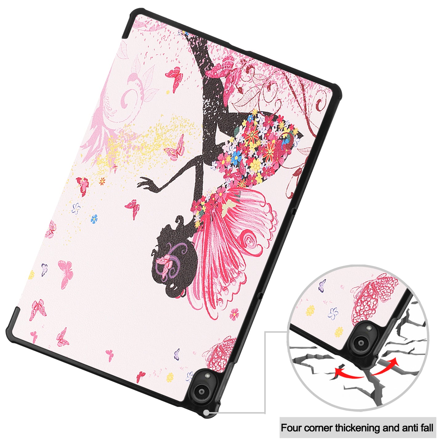 PU Leather Tri-Fold Stand Tablet Case with Dustproof Pattern Printing for Lenovo Tab P11 TB-J606F