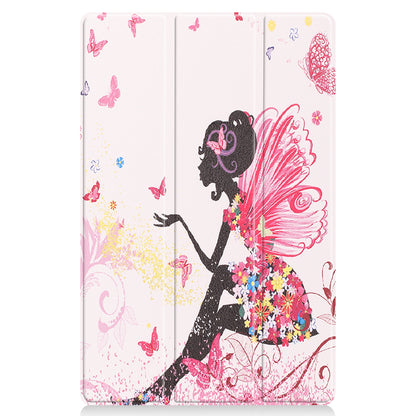 PU Leather Tri-Fold Stand Tablet Case with Dustproof Pattern Printing for Lenovo Tab P11 TB-J606F