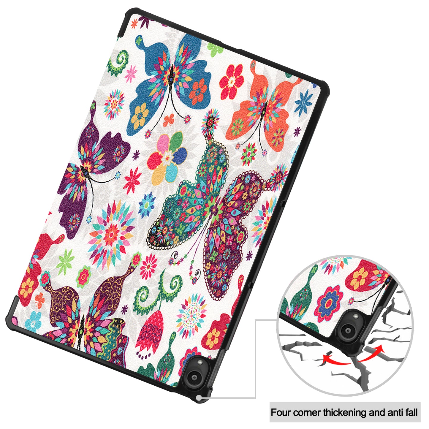 PU Leather Tri-Fold Stand Tablet Case with Dustproof Pattern Printing for Lenovo Tab P11 TB-J606F