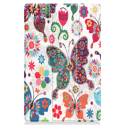 PU Leather Tri-Fold Stand Tablet Case with Dustproof Pattern Printing for Lenovo Tab P11 TB-J606F