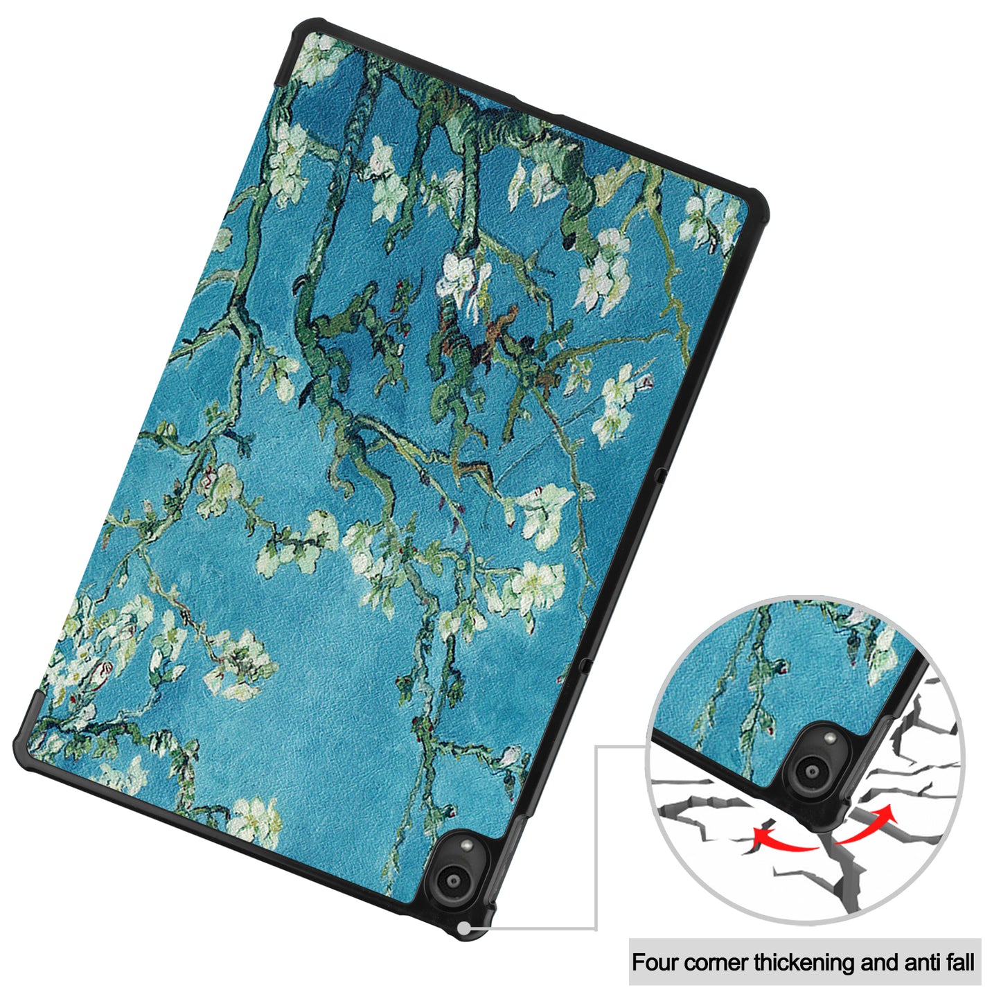 PU Leather Tri-Fold Stand Tablet Case with Dustproof Pattern Printing for Lenovo Tab P11 TB-J606F