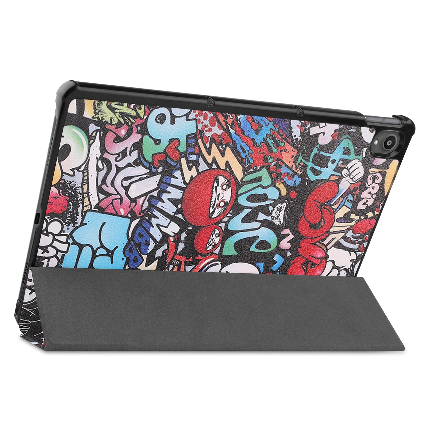 PU Leather Tri-Fold Stand Tablet Case with Dustproof Pattern Printing for Lenovo Tab P11 TB-J606F