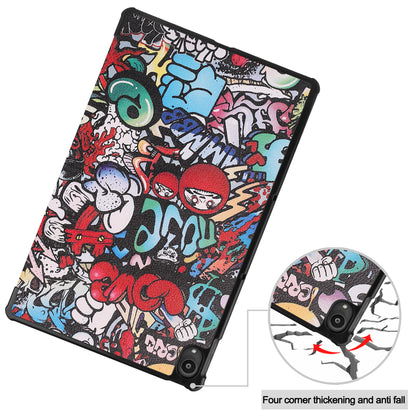 PU Leather Tri-Fold Stand Tablet Case with Dustproof Pattern Printing for Lenovo Tab P11 TB-J606F