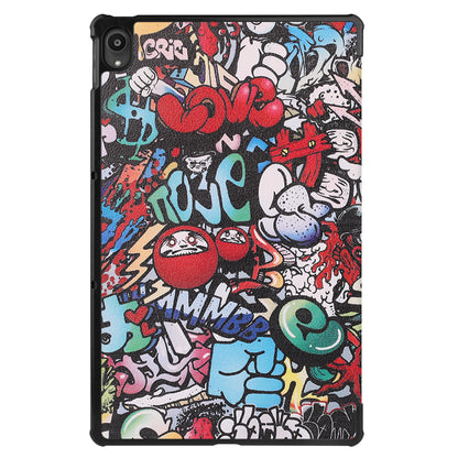 PU Leather Tri-Fold Stand Tablet Case with Dustproof Pattern Printing for Lenovo Tab P11 TB-J606F