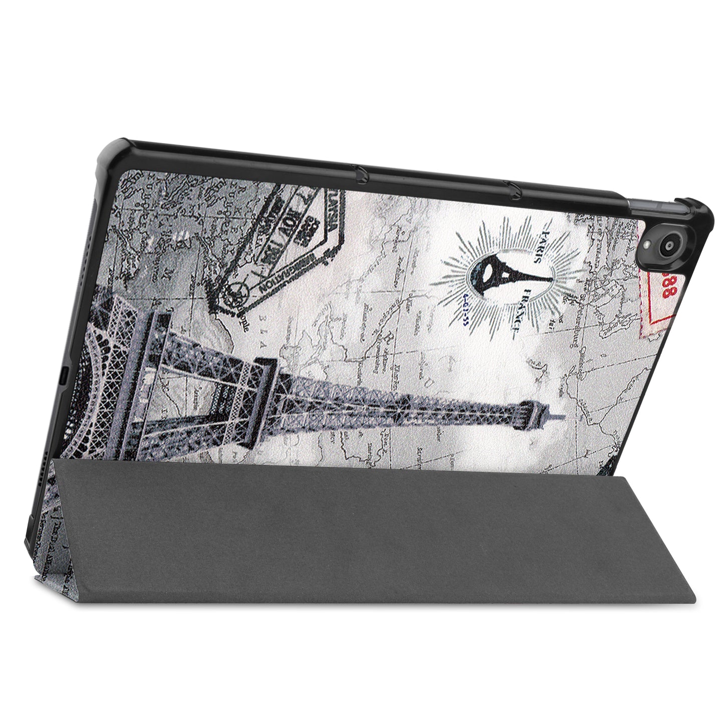 PU Leather Tri-Fold Stand Tablet Case with Dustproof Pattern Printing for Lenovo Tab P11 TB-J606F