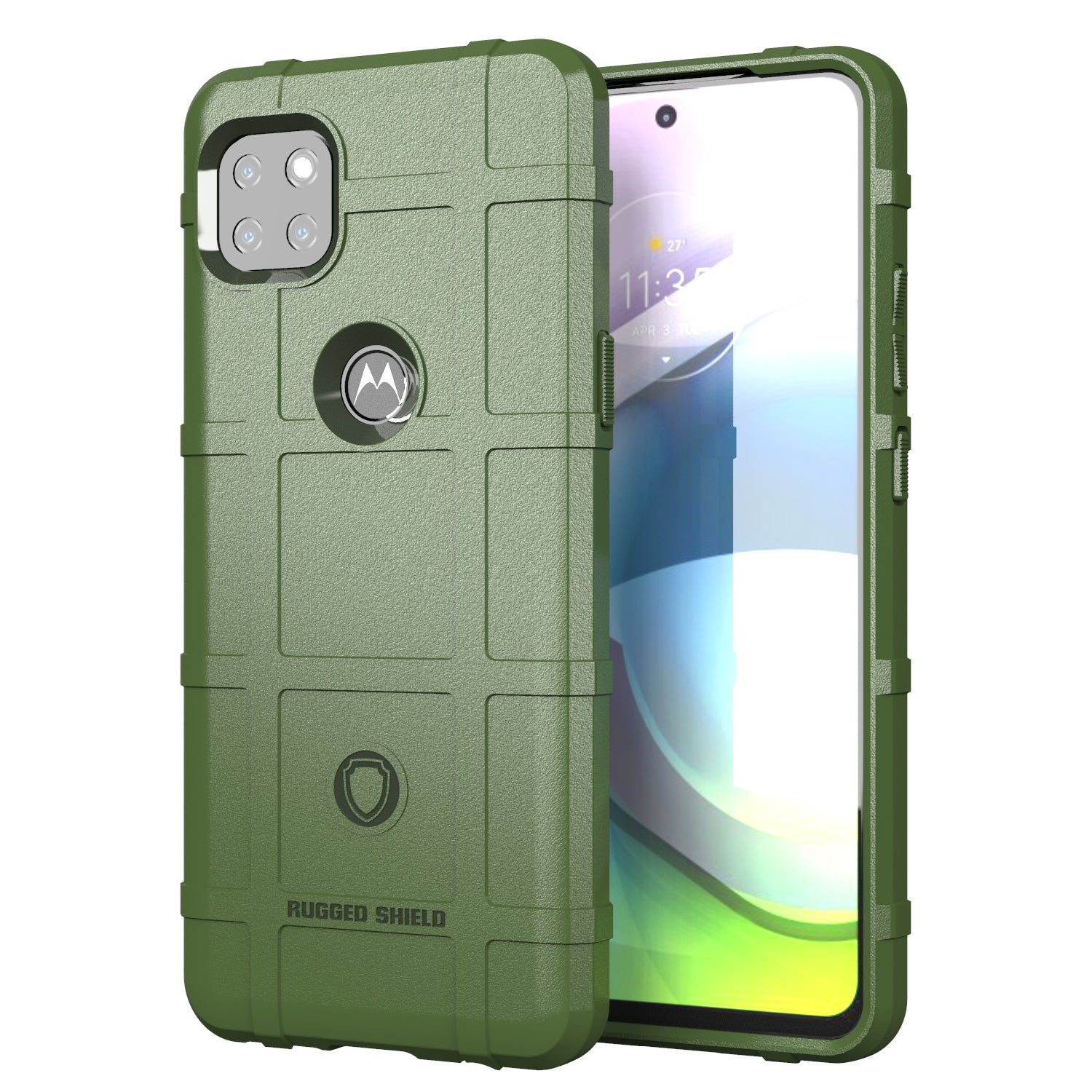 Rugged Shield Square Grid Texture TPU Phone Cover for Motorola Moto G 5G