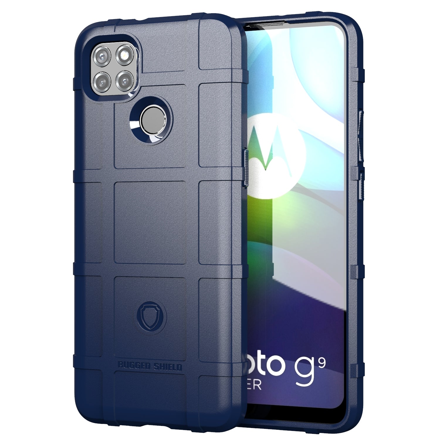 Rugged Shield Square Grid Texture TPU Phone Cover for Motorola Moto G9 Power