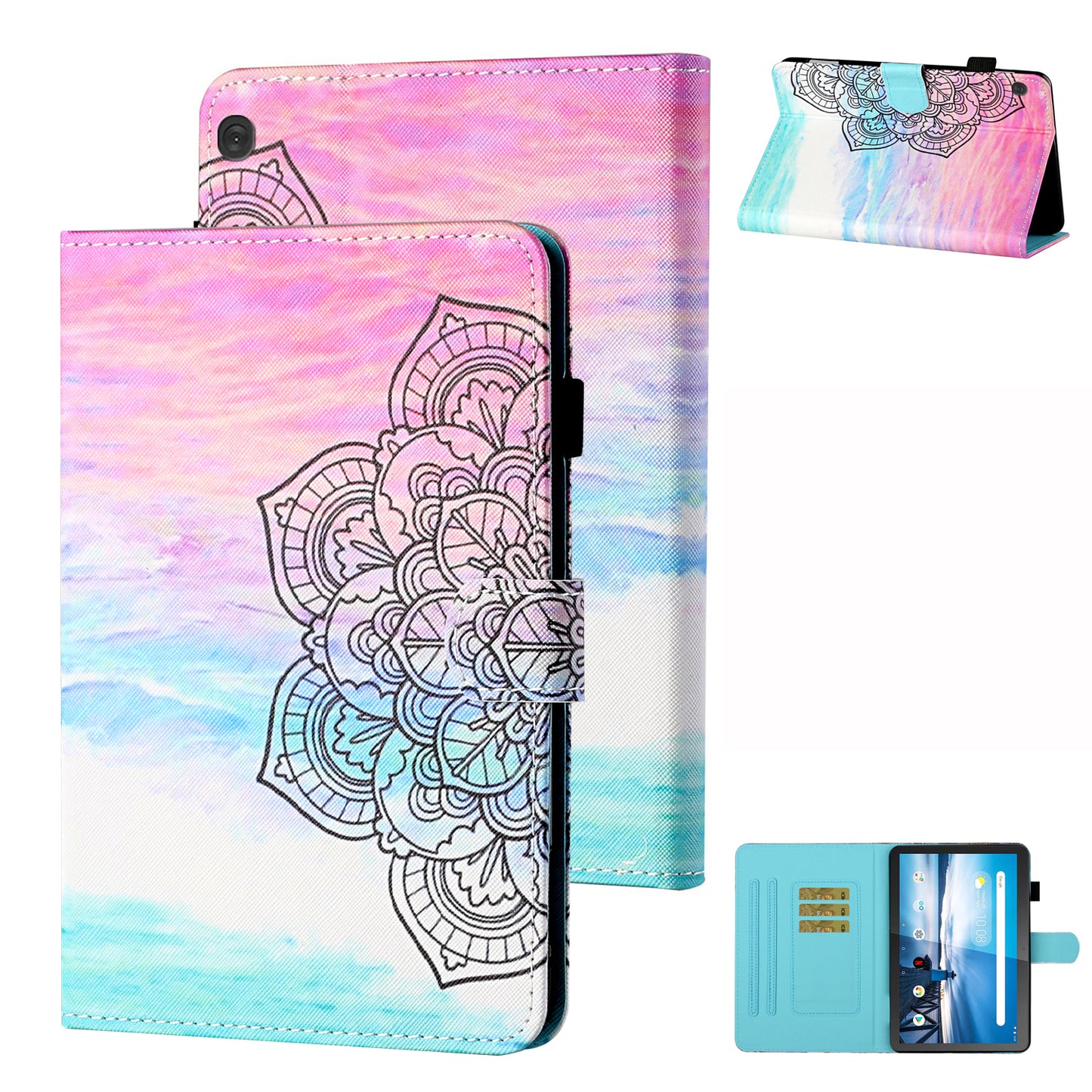 Card Holder Patterned Leather Stand Tablet Casing for Lenovo Tab M10 TB-X605F/X505F