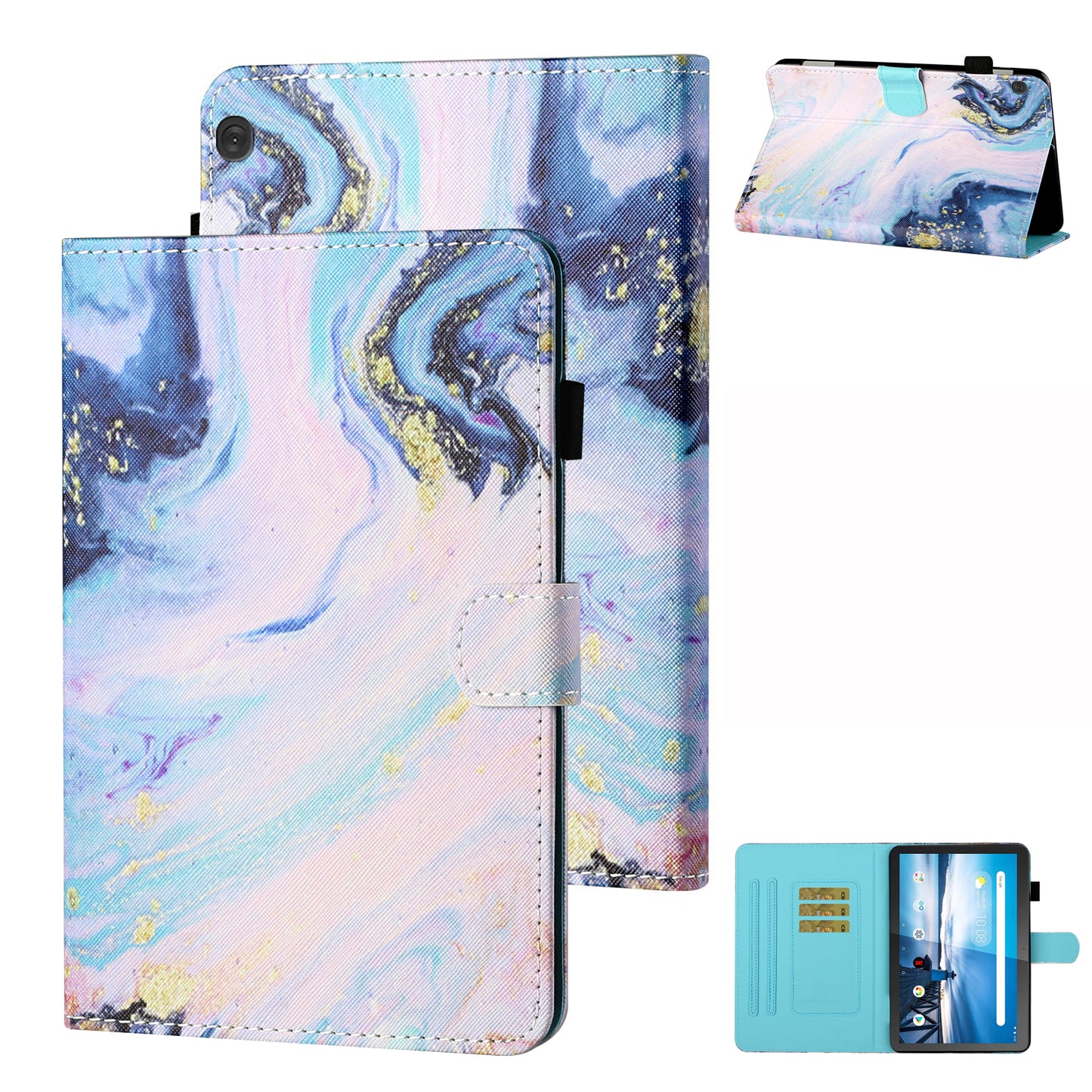 Card Holder Patterned Leather Stand Tablet Casing for Lenovo Tab M10 TB-X605F/X505F