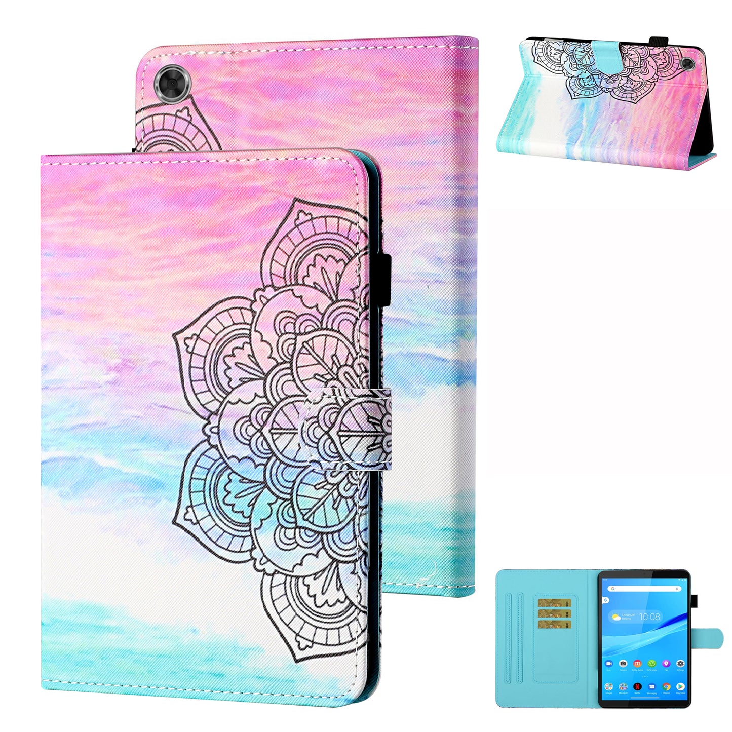 Stand Patterned Leather Card Holder Tablet Casing for Lenovo Tab M10 Plus X606F