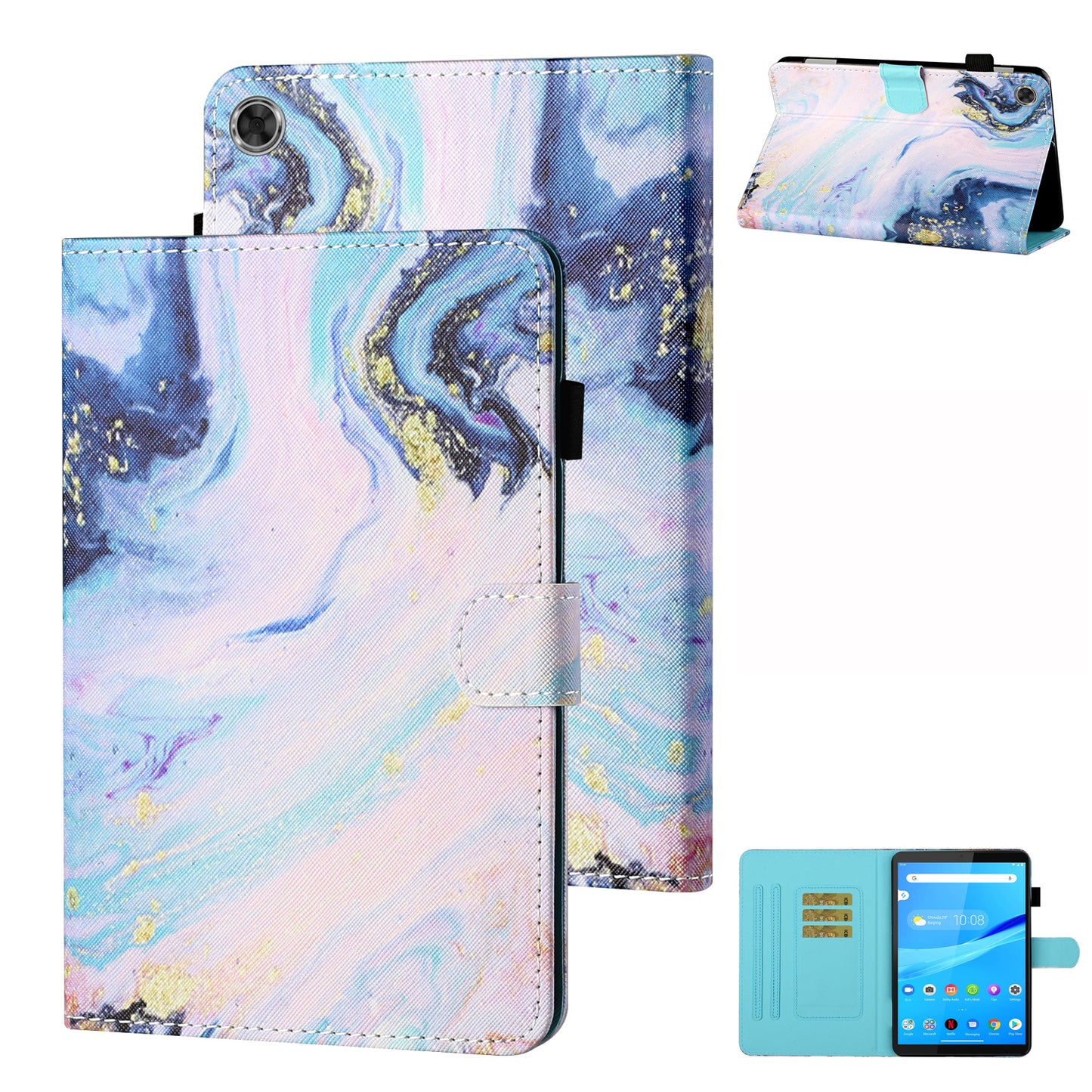 Stand Patterned Leather Card Holder Tablet Casing for Lenovo Tab M10 Plus X606F