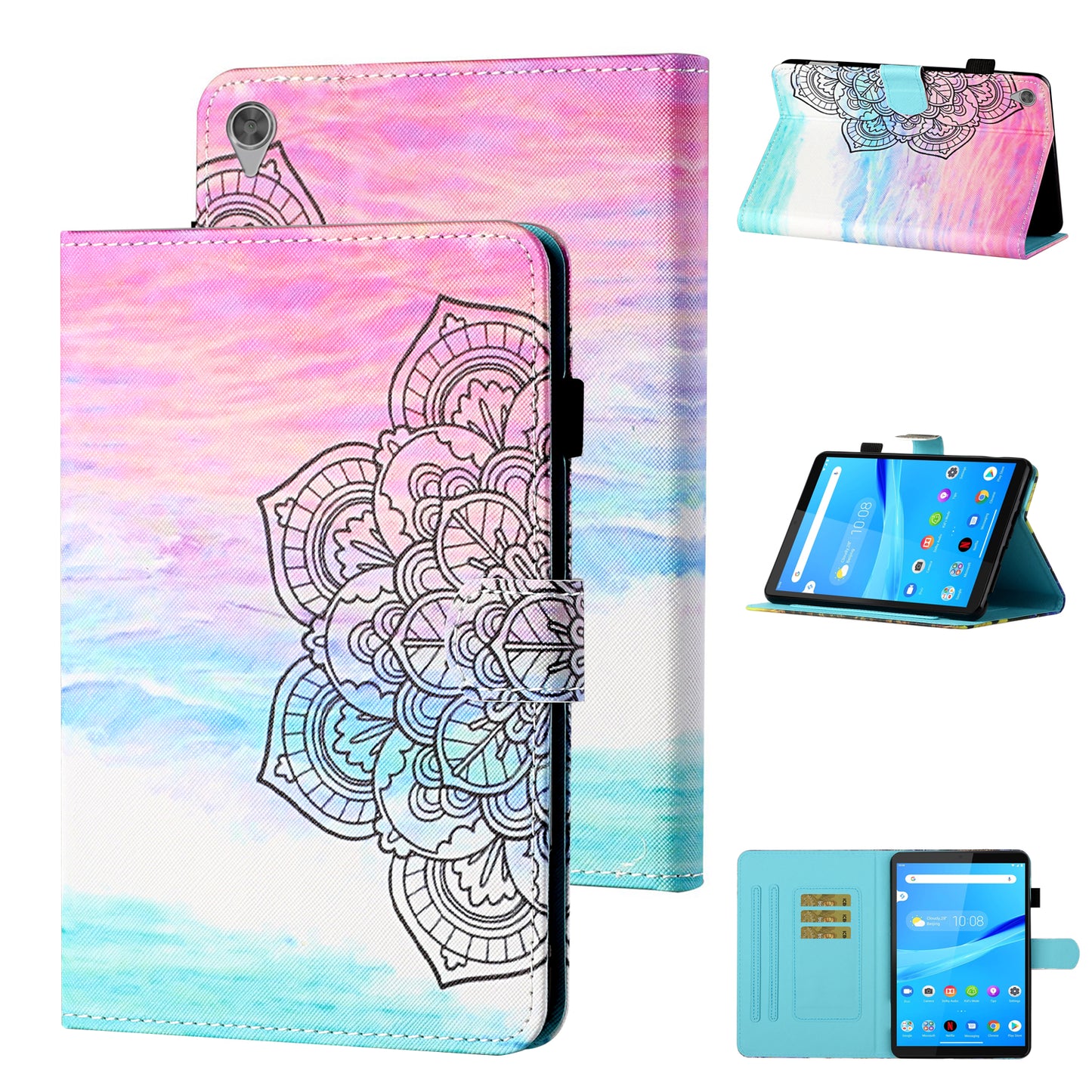 Auto Wake and Sleep Patterned Leather Card Holder Stand Tablet Casing for Lenovo Tab M10 HD Gen 2 TB-X306F / TB-X306X