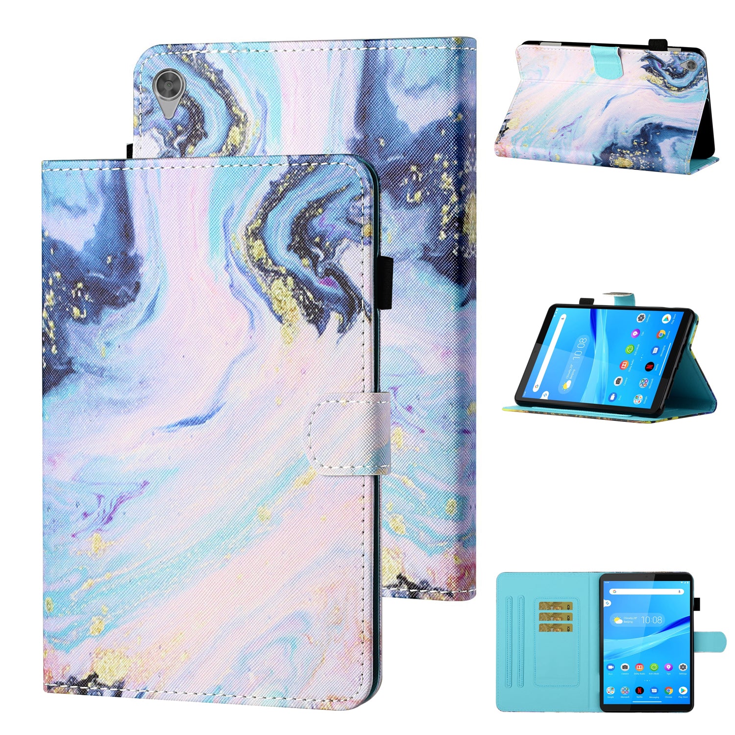 Auto Wake and Sleep Patterned Leather Card Holder Stand Tablet Casing for Lenovo Tab M10 HD Gen 2 TB-X306F / TB-X306X