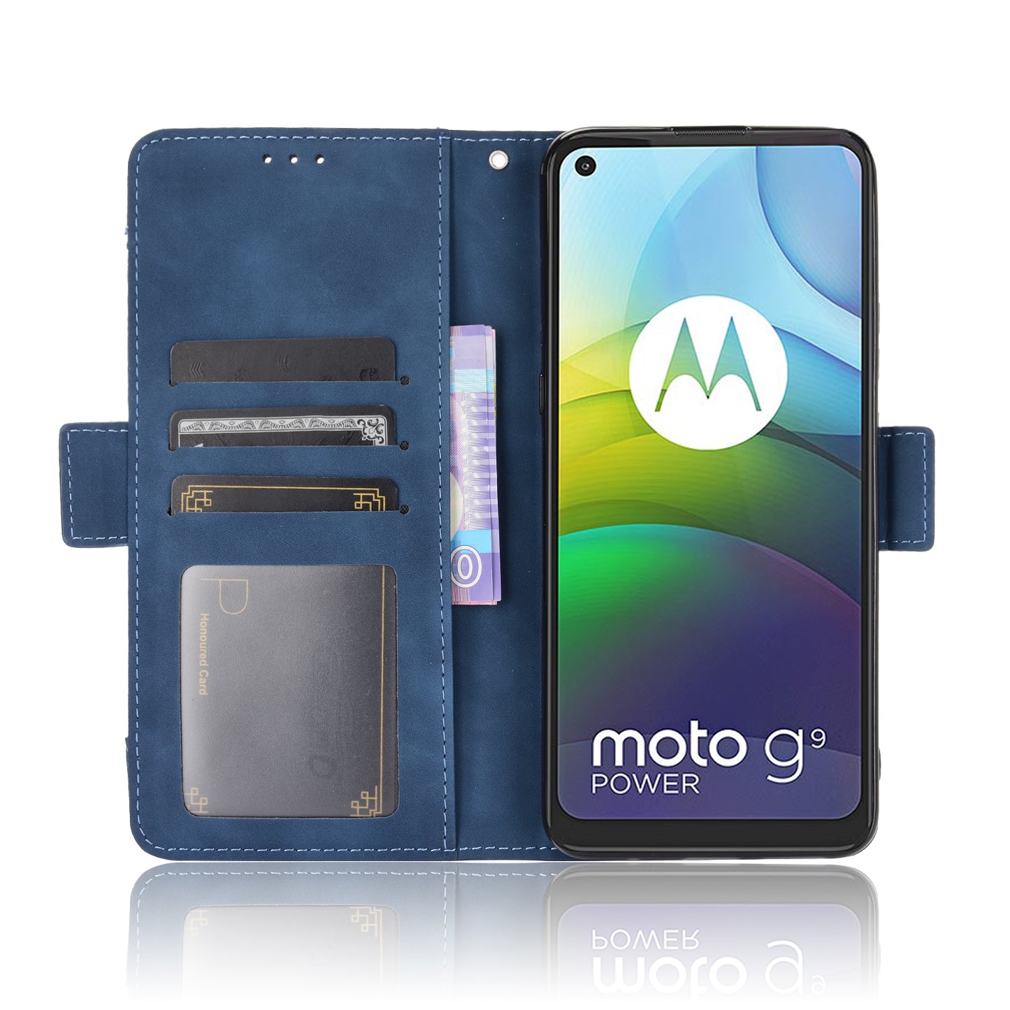 Multiple Card Slots Wallet Case Stand Leather Cover for Motorola Moto G9 Power