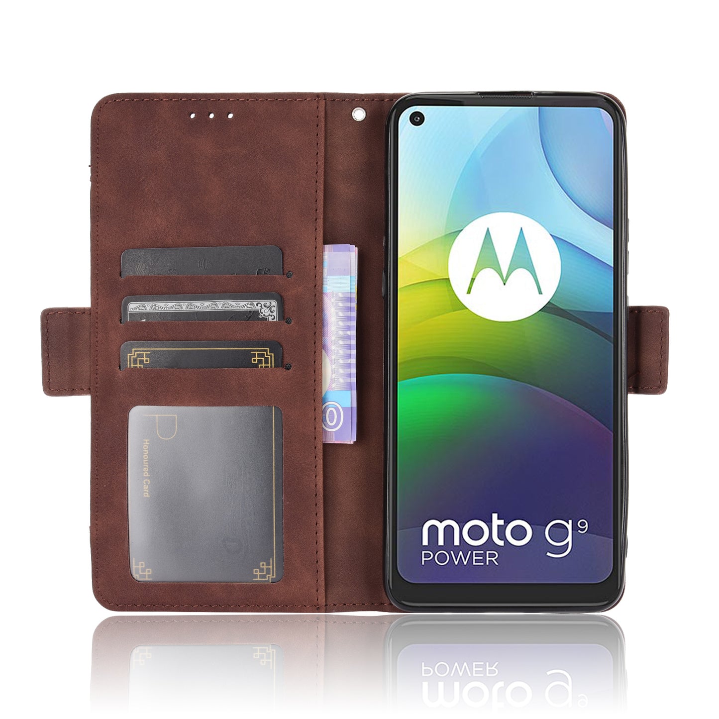 Multiple Card Slots Wallet Case Stand Leather Cover for Motorola Moto G9 Power