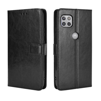 Crazy Horse Wallet Stand Leather Shell with Strap for Motorola Moto G 5G