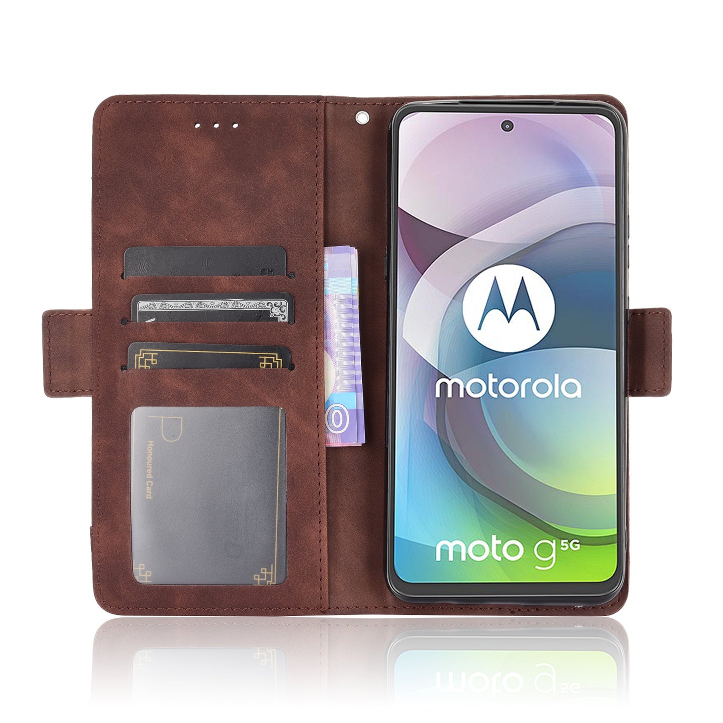 Multiple Card Slots Wallet Case Stand Leather Shell for Motorola Moto G 5G