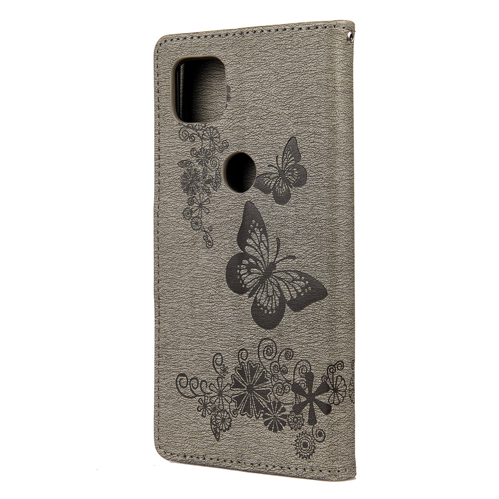 Imprint Butterfly Pattern Leather Wallet Phone Shell for Motorola Moto G9 Power