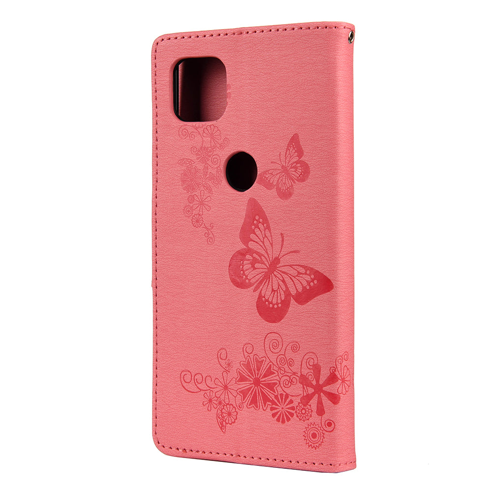 Imprint Butterfly Pattern Leather Wallet Phone Shell for Motorola Moto G9 Power