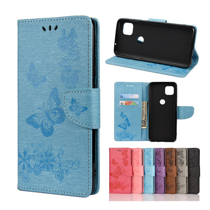 Imprint Butterfly Pattern Leather Wallet Phone Shell for Motorola Moto G9 Power