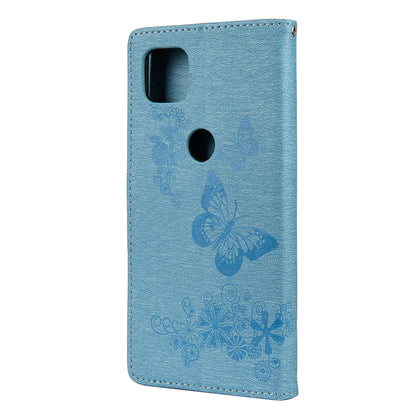 Imprint Butterfly Pattern Leather Wallet Phone Shell for Motorola Moto G9 Power