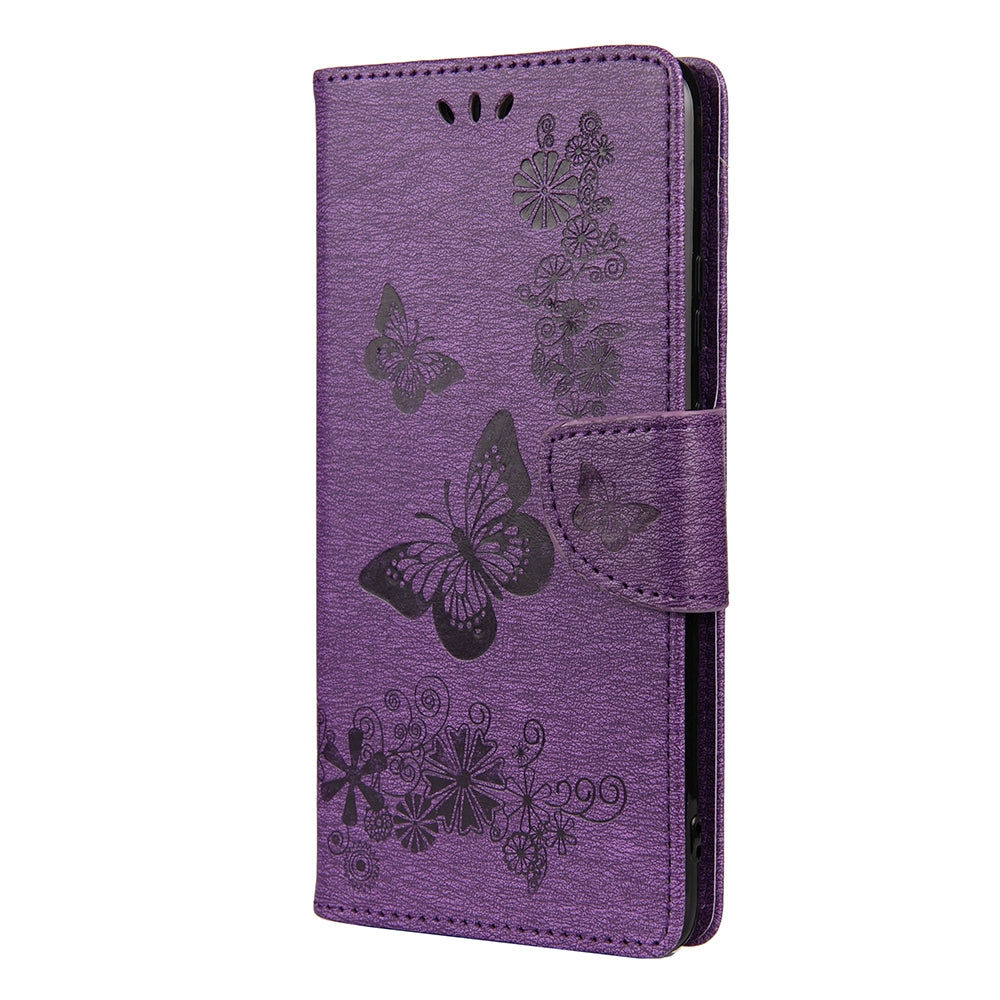 Imprint Butterfly Pattern Leather Wallet Phone Shell for Motorola Moto G9 Power