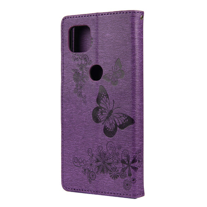 Imprint Butterfly Pattern Leather Wallet Phone Shell for Motorola Moto G9 Power