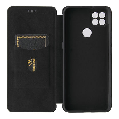 Auto-absorbed Carbon Fiber Leather Case with Card Holder for Motorola Moto G9 Power