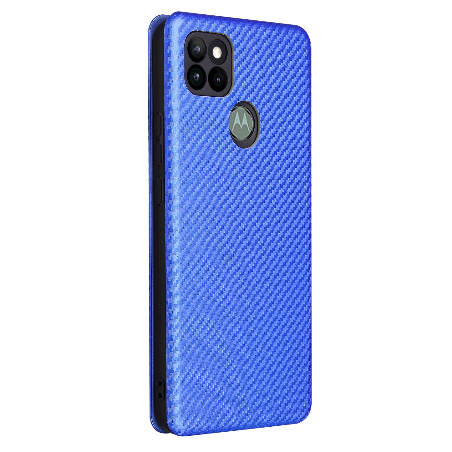 Auto-absorbed Carbon Fiber Leather Case with Card Holder for Motorola Moto G9 Power