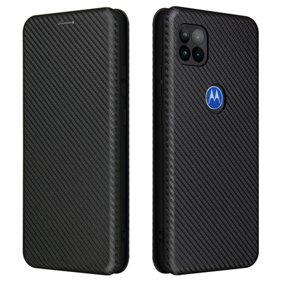 Auto-absorbed Carbon Fiber Leather Cover Case with Card Holder for Motorola Moto G 5G