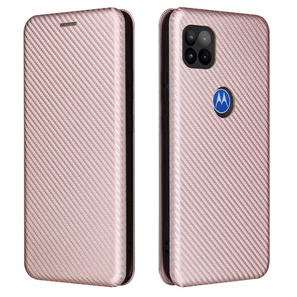 Auto-absorbed Carbon Fiber Leather Cover Case with Card Holder for Motorola Moto G 5G