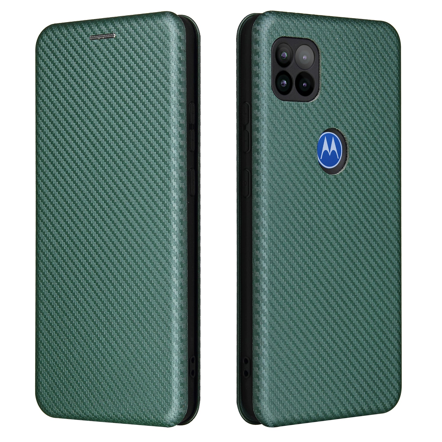 Auto-absorbed Carbon Fiber Leather Cover Case with Card Holder for Motorola Moto G 5G