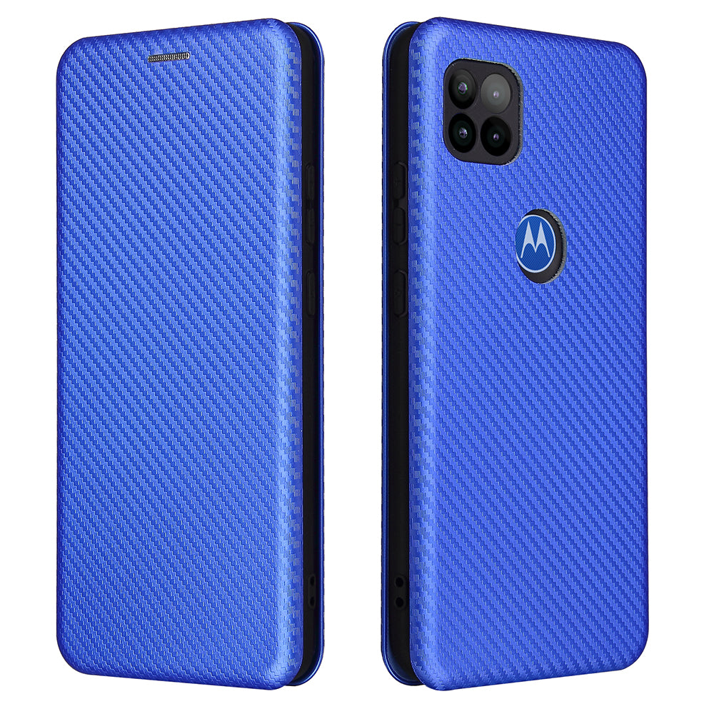 Auto-absorbed Carbon Fiber Leather Cover Case with Card Holder for Motorola Moto G 5G