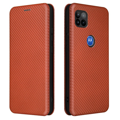 Auto-absorbed Carbon Fiber Leather Cover Case with Card Holder for Motorola Moto G 5G