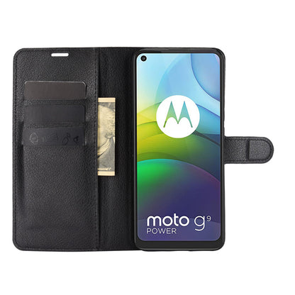 Litchi Texture Leather Wallet Phone Protective Shell Case for Motorola Moto G9 Power