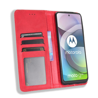 Magnetic Vintage Style Phone Case Wallet Stand Leather Cover for Motorola Moto G 5G