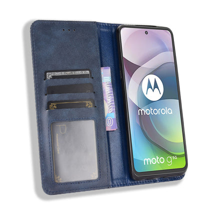 Magnetic Vintage Style Phone Case Wallet Stand Leather Cover for Motorola Moto G 5G