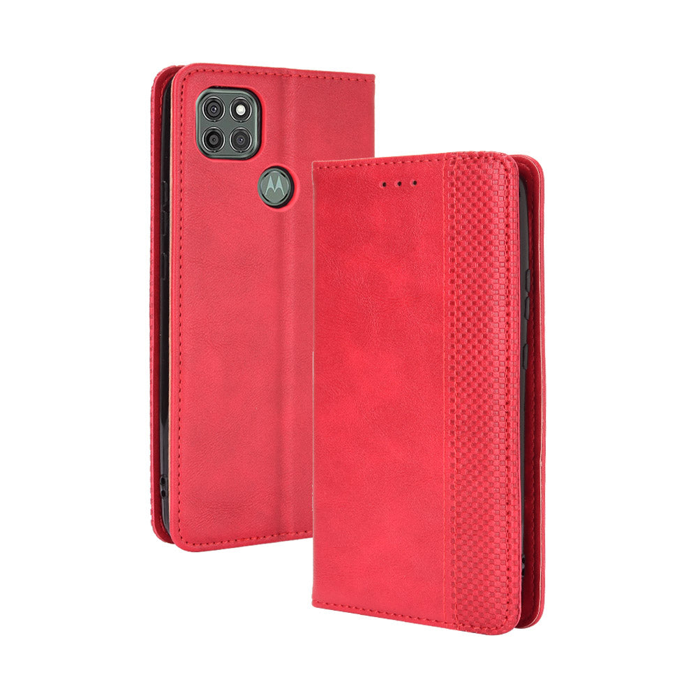 Magnetic Vintage Style Phone Case Wallet Stand Leather Cover for Motorola Moto G9 Power