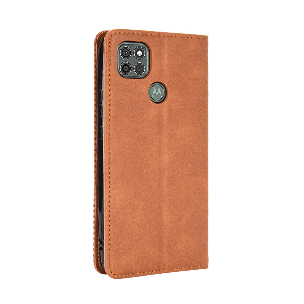 Magnetic Vintage Style Phone Case Wallet Stand Leather Cover for Motorola Moto G9 Power