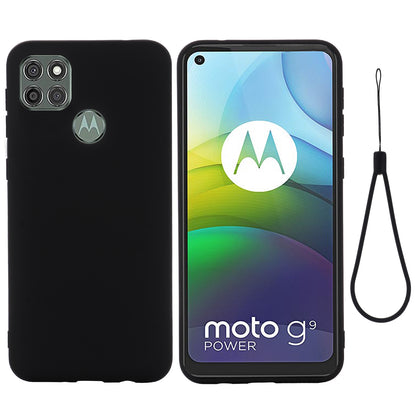 Liquid Silicone Phone Protective Case with Strap for Motorola Moto G9 Power