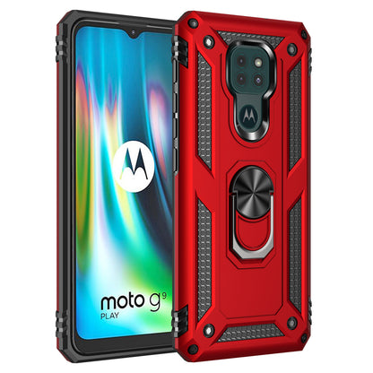 Ring Kickstand Cover for Motorola Moto G9 Play Hybrid PC + TPU Anti-drop Phone Shell