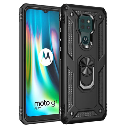 Ring Kickstand Cover for Motorola Moto G9 Play Hybrid PC + TPU Anti-drop Phone Shell