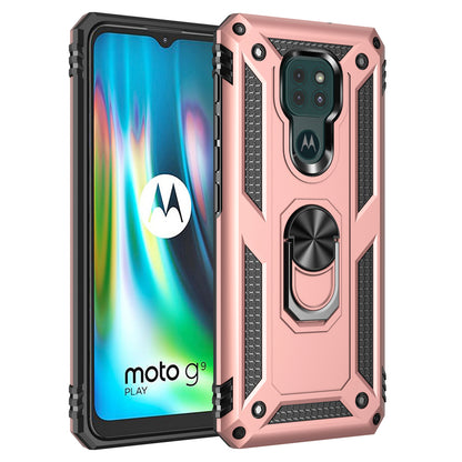 Ring Kickstand Cover for Motorola Moto G9 Play Hybrid PC + TPU Anti-drop Phone Shell