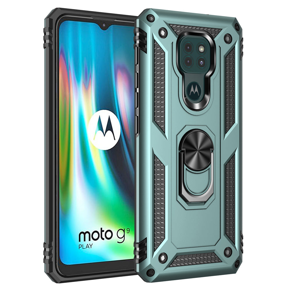 Ring Kickstand Cover for Motorola Moto G9 Play Hybrid PC + TPU Anti-drop Phone Shell