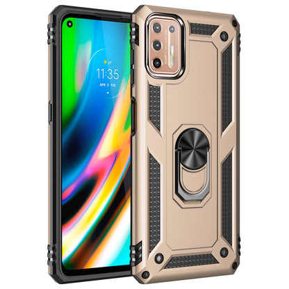 Ring Kickstand Cover for Motorola Moto G9 Plus Hybrid PC + TPU Anti-drop Protective Shell