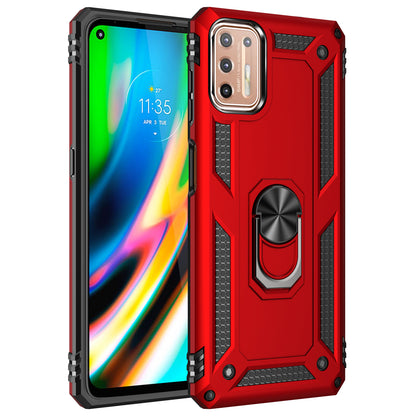 Ring Kickstand Cover for Motorola Moto G9 Plus Hybrid PC + TPU Anti-drop Protective Shell