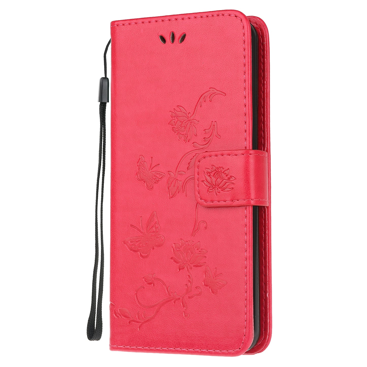 Imprint Butterfly Flowers Leather Wallet Phone Cover for Motorola Moto E7