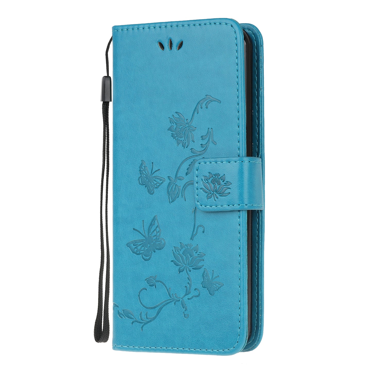 Imprint Butterfly Flowers Leather Wallet Phone Cover for Motorola Moto E7