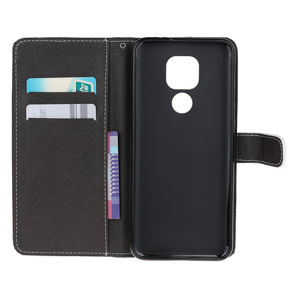 Cross Texture Pattern Printing Leather Wallet Case for Motorola Moto E7