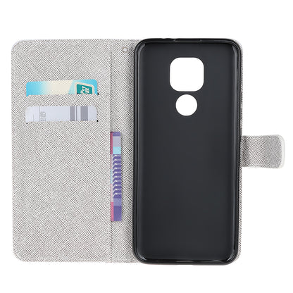 Cross Texture Pattern Printing Leather Wallet Case for Motorola Moto E7